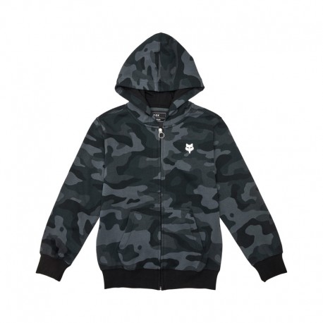 BLUZA Z KAPTUREM NA ZAMEK FOX JUNIOR FOX HEAD BLACK CAMO YS