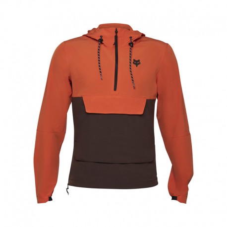 BLUZA ROWEROWA Z KAPTUREM FOX RANGER WIND PULLOVER ATOMIC ORANGE S