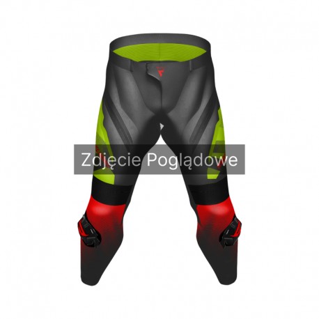 SPODNIE SKÓRZANE REBELHORN INFERNO BLACK/GREEN/RED 46