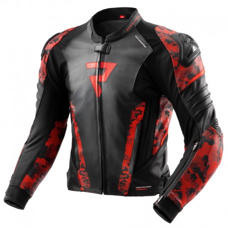 KURTKA SKÓRZANA REBELHORN VELOCE CAMO BLACK/FLUO RED 46