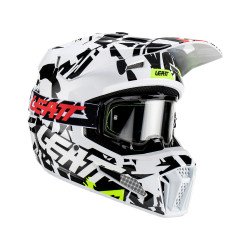 KASK LEATT MOTO 3.5 V23 + GOGLE VELOCITY 4.5 ZEBRA CZARNY BIAŁY