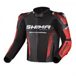 SHIMA STR 2.0 BLACK RED LEATHER JACKET