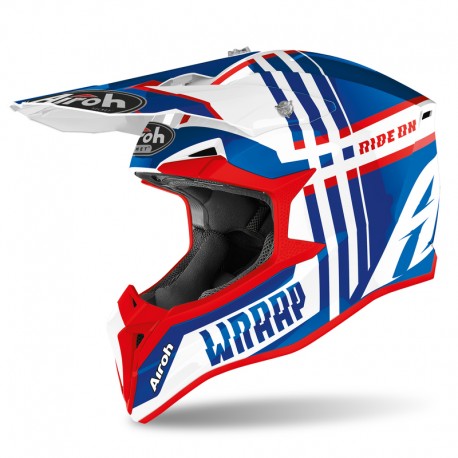 KASK AIROH JUNIOR WRAAP BROKEN BLUE/RED GLOSS YS