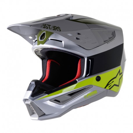 KASK ALPINESTARS S-M5 BOND SILVER/FLUO YELOW/MILITARY GREEN GLOSSY XS